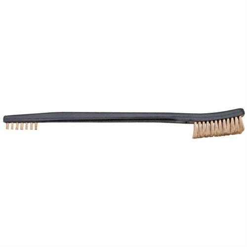 HOPPE'S Utility Brush features durable phosphor bronze bristles for effective scrubbing, reaching tight spots with its double-ended design for all your cleaning needs.