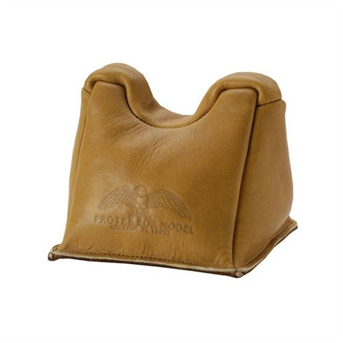 Handmade, smooth leather bench bags for stable shooting; sueded bottoms, durable DuPont stitching, and customizable fill ensure optimal performance.