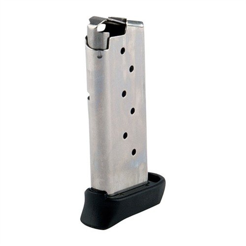 P938 9MM MAGAZINES by SIG SAUER offer reliable 7 or 6 round capacity, stainless steel construction, and an extended polymer basepad for enhanced grip.