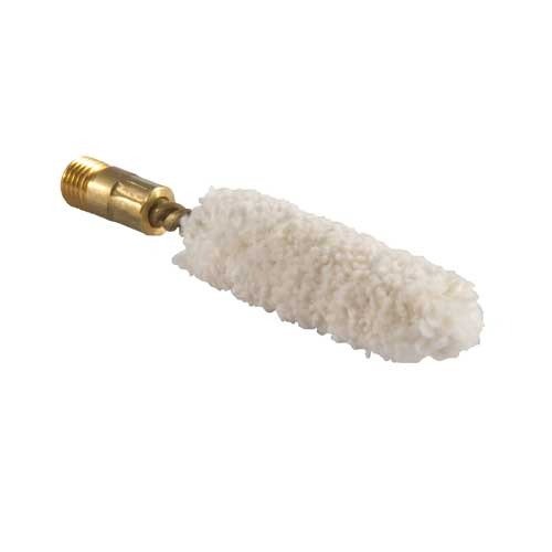 Dewey Shotgun Bore Mops are 100% cotton with durable brass cores and couplings, designed for standard 5/16-27 shotgun rod threads for effective cleaning.