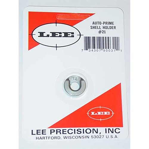 Lee Auto Prime Shellholder #21 ensures precise priming with its hardened steel construction and close tolerances, compatible with Lee handheld priming tools.