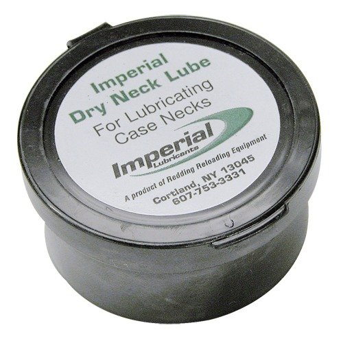 IMPERIAL DRY NECK LUBE reduces chatter and drag in sizing dies, is graphite-based, and won't contaminate loading powder—no need to clean case necks after sizing.