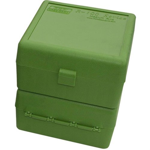 MTM CASE-GARD Flip Top Ammo Boxes are durable, spill-proof, and feature a 25-year hinge guarantee, perfect for organizing your 223-Ruger and 6x47 cartridges.