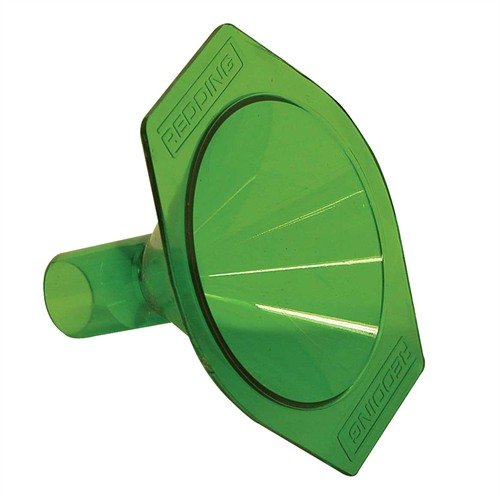 Redding Powder Funnel is made of durable Lexan, fitting 22-45 caliber cases, with a large wide mouth for easy and efficient powder transfer in reloading.