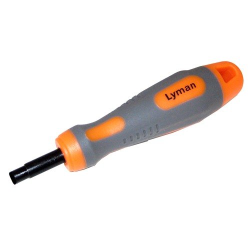 Lyman Primer Pocket Cleaners efficiently remove spent primer residue with a simple twist, featuring dedicated tools for small and large rifle/pistol applications.