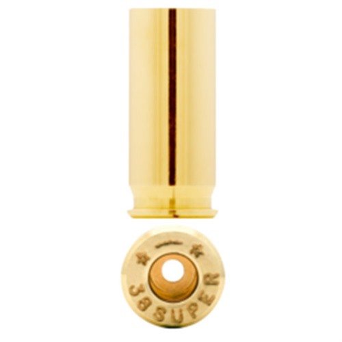 Starline 38 SUPER BRASS offers premium quality straight wall brass, trusted by top shooters, packaged in 100 count bags for consistent performance.