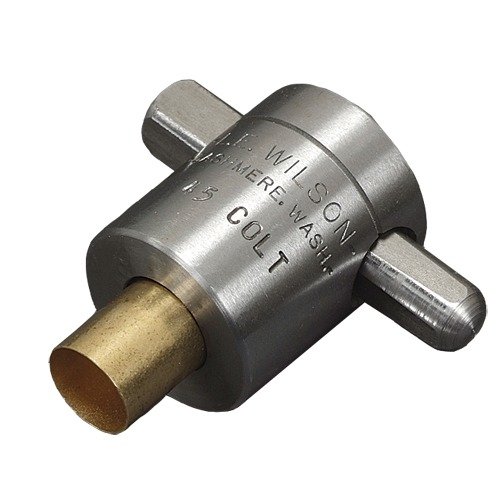 Wilson Q-Type Pistol Case Holders ensure precise trimming, reaming, and deburring, securely holding cases for quick and easy use. Ideal for .357 MAG.