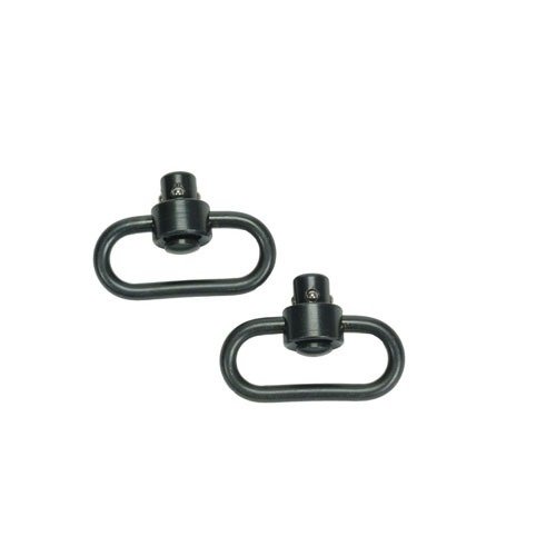Heavy Duty Sling Swivel designed for severe match shooting; attaches easily to hand stops, releases with a push button, compatible with various brands.