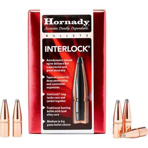 Hornady InterLock 303 Caliber bullets offer flat trajectories, excellent accuracy, deep penetration, and controlled expansion, making them ideal for any game.