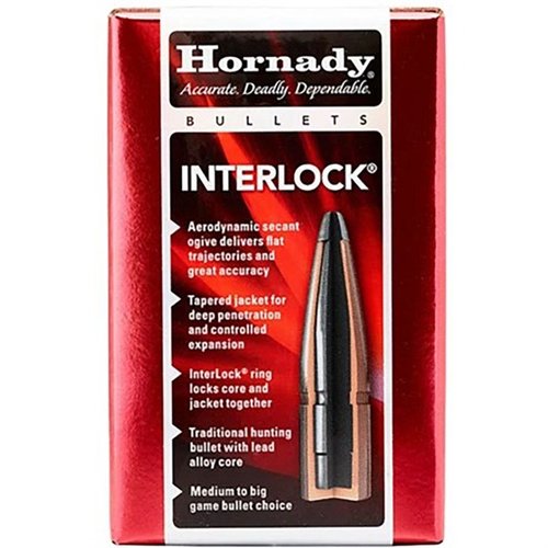 Hornady InterLock 32 Caliber bullets offer flat trajectories, exceptional accuracy, deep penetration, and controlled expansion, ideal for any game.