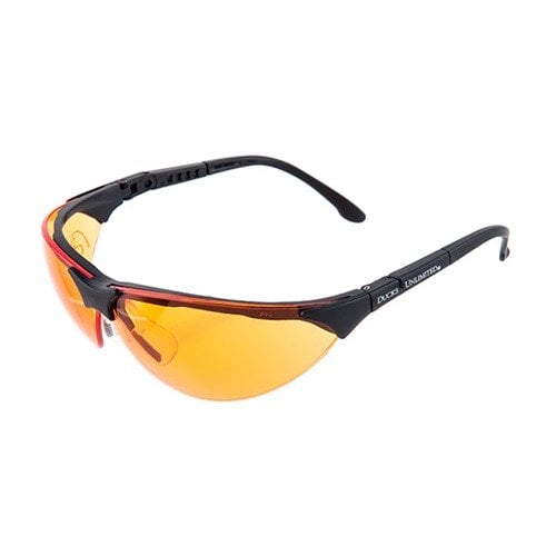 Pyramex Shooting Glasses feature 5 anti-fog polycarbonate lenses, adjustable frame, 99% UV protection, and come with a waterproof case and lanyard for versatility.