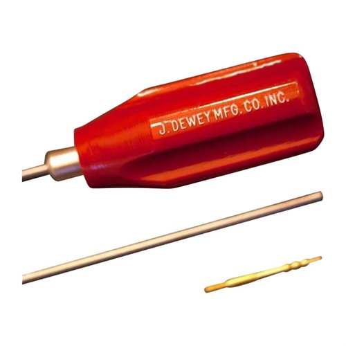 Dewey 20 Cal 32" cleaning rod features tough coating, hardened stainless steel, and includes a jag and brush adapter, ideal for .22 rimfire and center fire rifles.