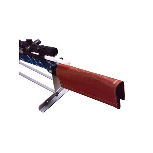 Edgewood Stock Protector protects your rifle stock from solvents and oils while cleaning, featuring durable leather and steel rods for secure fit.