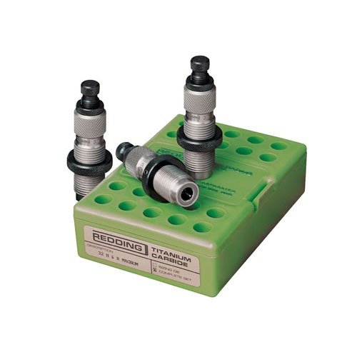 Redding's CARBIDE 3-DIE SET 460 S&W MAG features a Titanium Carbide sizing die for lubeless resizing, ensuring durability and a smooth, non-galling surface.
