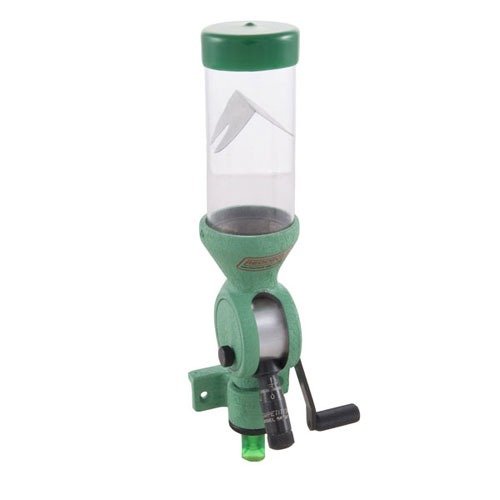 BR-30 Competition Powder Measure ensures precise metering from 10 to 50 grains, featuring a unique drum shape for uniformity and a heavy rotating handle for consistency.