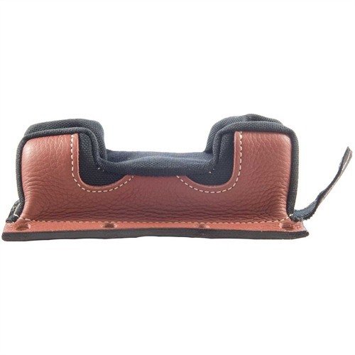 Edgewood Front Benchrest Bags feature reinforced leather sides, heavy-duty nylon tops, and customizable flaps for a secure fit, ensuring stability during shooting.