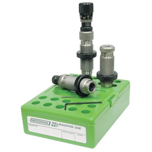 Redding National Match Die Set for 308 Win includes Full Length Sizing Die, Taper Crimp Die, and Competition Bullet Seater, ideal for serious match shooters.