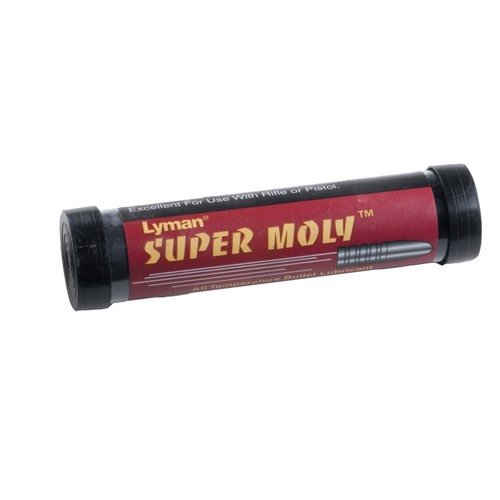 Super Moly Bullet Lube from Lyman enhances bullet performance, reduces leading, and treats barrels for higher velocities, all while flowing easily through lube sizers.
