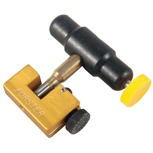 Forster's Hand Held Outside Neck Turner ensures cartridge consistency with precise carbide cutting and adjustable knob, holding cases up to .592