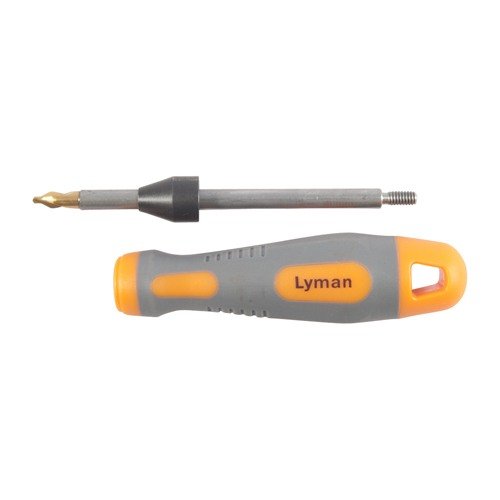 Lyman Flash Hole Uniformer ensures clean, uniform primer pockets and flash holes for consistent ignition, featuring an ergonomic handle and adjustable stop collar.
