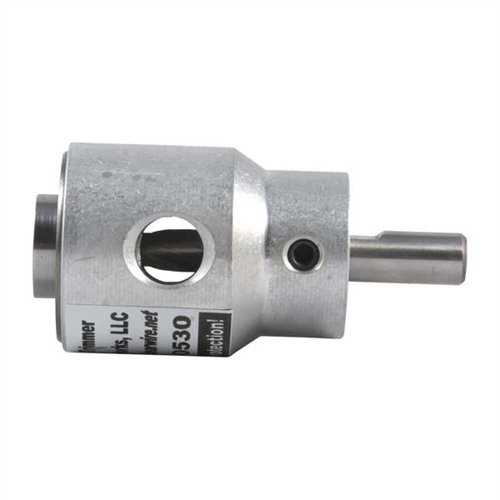 LITTLE CROW GUNWORKS 'World’s Finest Trimmer' efficiently trims 8-10 cases per minute using an electric drill, featuring durable aluminum and stainless steel construction.