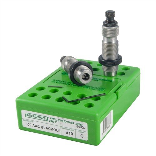 Redding FL Die Sets for 300 AAC Blackout include full length sizing and standard seating dies, ensuring precise reloading and optimal performance.