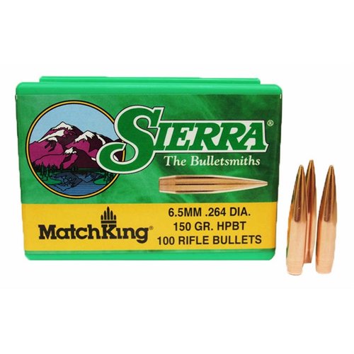 Sierra MatchKing 6.5mm bullets offer unparalleled accuracy with thin jackets, precise weight, and boat tail design, perfect for competitive shooting.