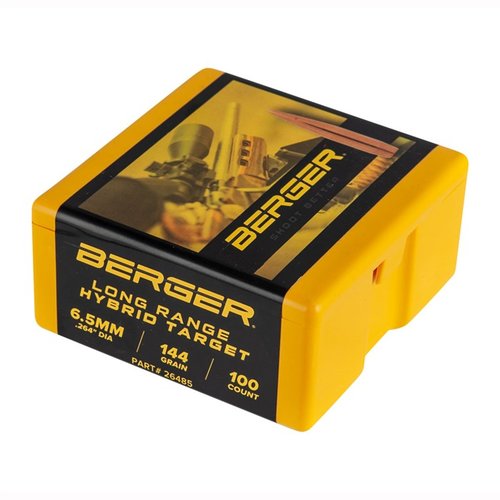 Berger 6.5mm Long Range Hybrid Target Bullets offer unmatched consistency and high ballistic coefficients, ideal for precision shooting beyond 1,000 yards.