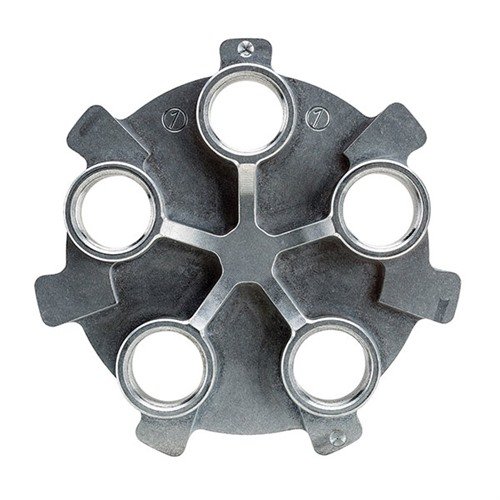 PRO CHUCKER 5 DIE PLATE od RCBS umožňuje rychlé a snadné změny kalibrů, čímž eliminuje potřebu instalace a nastavení dies pro každou relaci.