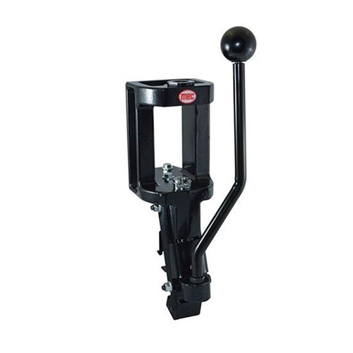 MEC's Marksman single stage reloading press features durable cast iron construction, a self-centering shell holder for accuracy, and compatibility with all 7/8-14 thread dies.