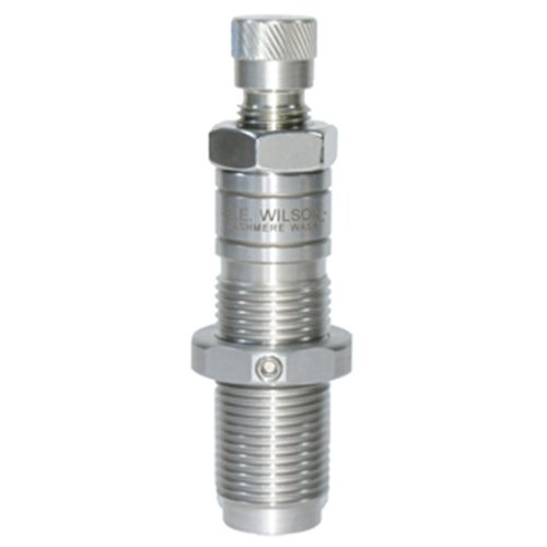 L.E. Wilson Bushing Full Length Die sizes case necks for optimal tension while leaving 3/16" unsized, made of durable heat-treated steel for accuracy.