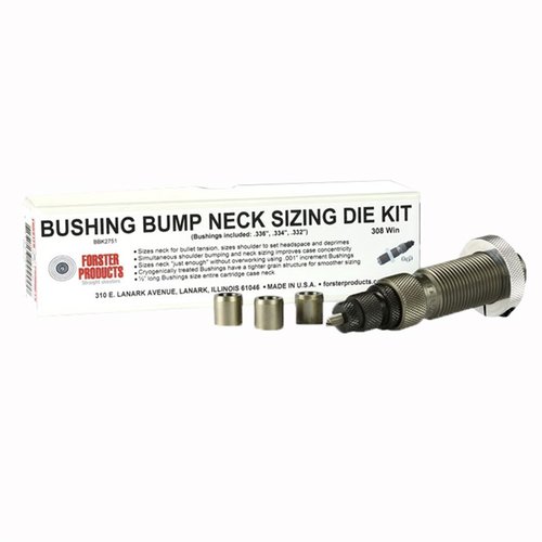 Forster Bushing Bump Neck Die Kits offer precision control over neck tension with hand-polished dies and custom bushings for optimal cartridge performance.