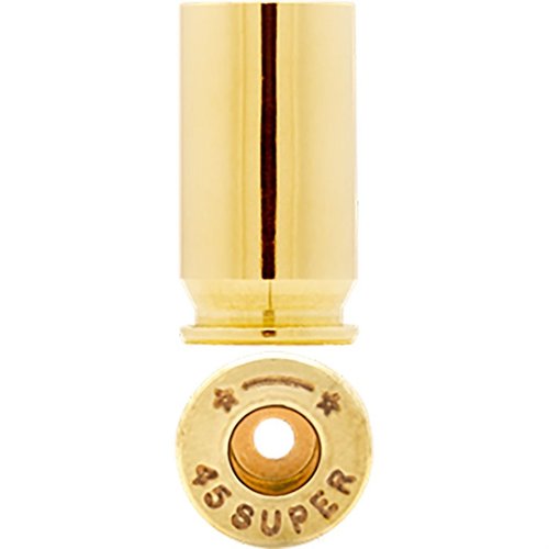 45 Super Brass offers enhanced durability with a thicker web and denser grain structure, designed for high-pressure loads in specially modified firearms.