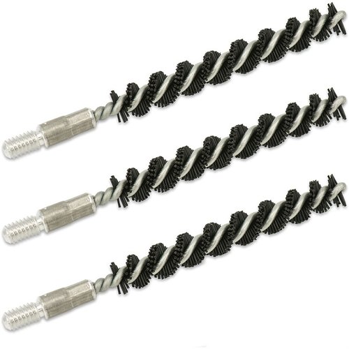 PROOF POSITIVE NYLON BORE BRUSHES feature double the bristles for enhanced scrubbing, non-brass cores to prevent copper fouling, and are designed for effective cleaning.