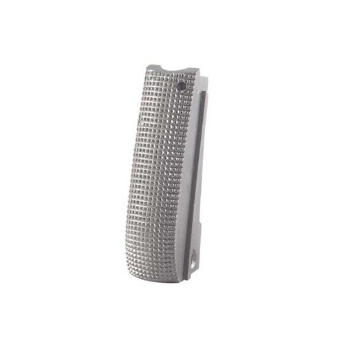 Zvyšte grip a pohodlí s checkered mainspring housing od Smith & Alexander, vyrobený z pevné oceli, bez nutnosti úprav, ideální pro 1911 Auto.