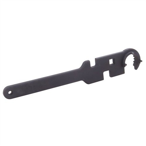 Extra-heavy duty AR-15/M16 armorer's wrench for easy barrel installation/removal, fits standard models, and features a comfortable, long handle.