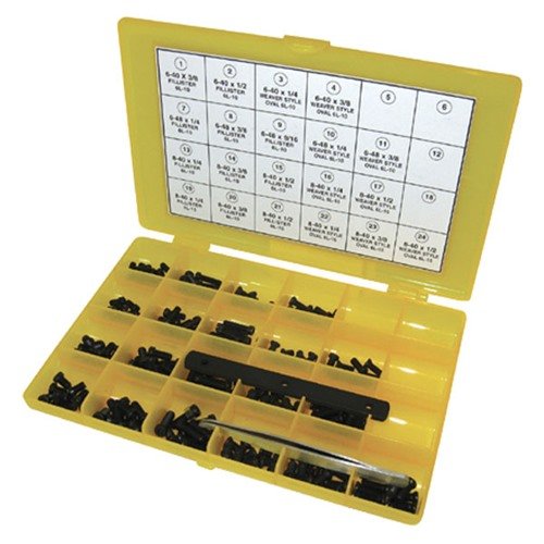 TACSTAR Master Gunsmith Screw Kit offers 202 premium 6-Lobe screws, non-slip design, tweezers, and gauge for easy handling and compatibility with all 6-lobe tools.