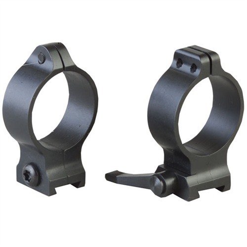 TALLEY QUICK DETACH SCOPE RINGS feature precision machined QD levers for fast scope installation/removal, available in 30mm low matte blue, fitting Talley bases.