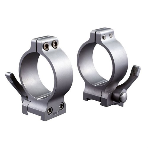 TALLEY's QUICK DETACH SCOPE RINGS feature precision QD levers for rapid scope changes, crafted from stainless steel for durability, available in 1