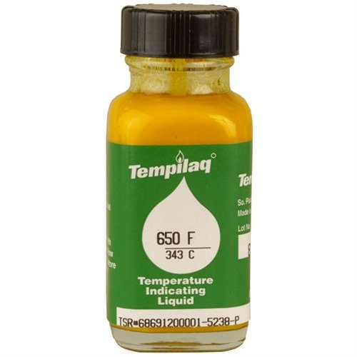 TEMPILAQ® 650°F is a cost-effective heat indicator for hardening and tempering steel, melting sharply at target temperature for precise control.