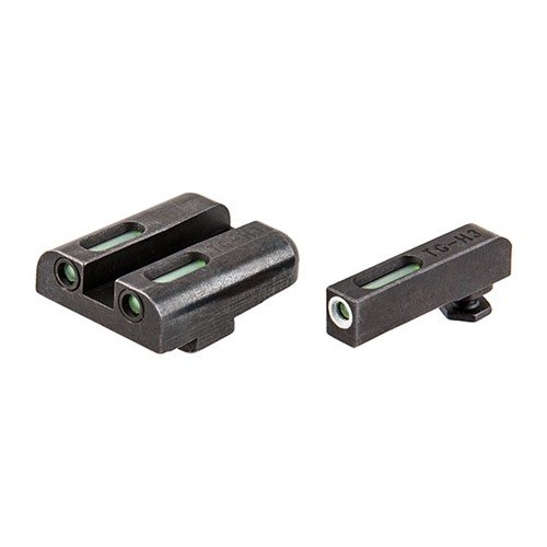 TFX TRITIUM FIBER OPTIC SIGHT SETS offer 24-hour visibility with Swiss Tritium and fiber optic, rugged steel construction, and a rust-proof Fortress Finish for Glocks.