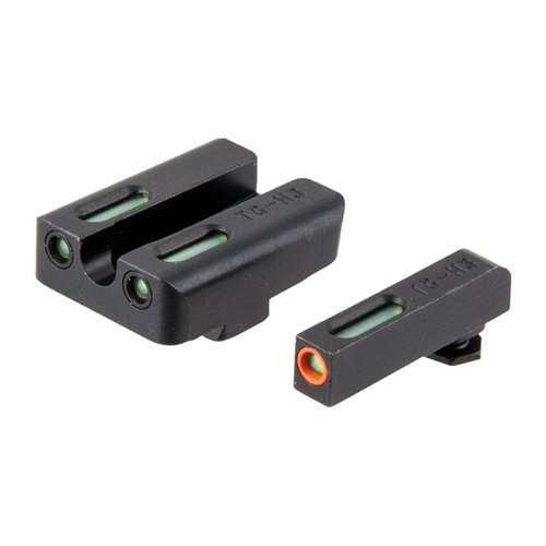 TFX Pro Night Sights offer Tritium illumination and fiber optics for enhanced visibility, durable CNC machined steel, and a U-notch design for quick target acquisition.