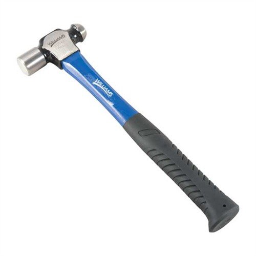 Brownells Ballpeen Hammer features a hardened steel head, fiberglass shank, and cushioned grip for durability, precision, and comfort in gunsmithing tasks.