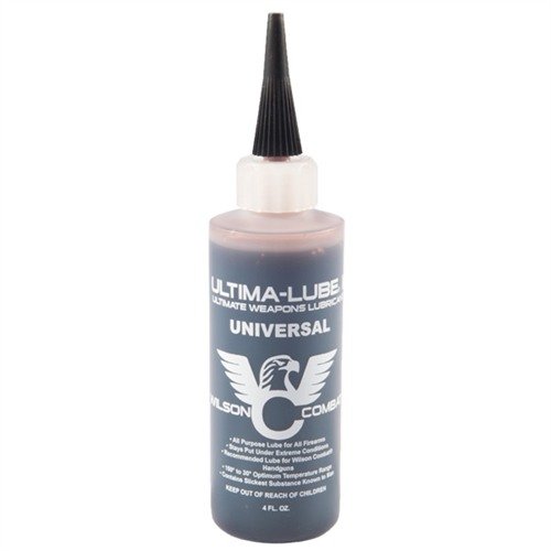 UNIVERSAL LUBE II from WILSON COMBAT is a heavy grease/oil ideal for high-tension areas, preventing wear and galling, with a precise dropper for easy application.