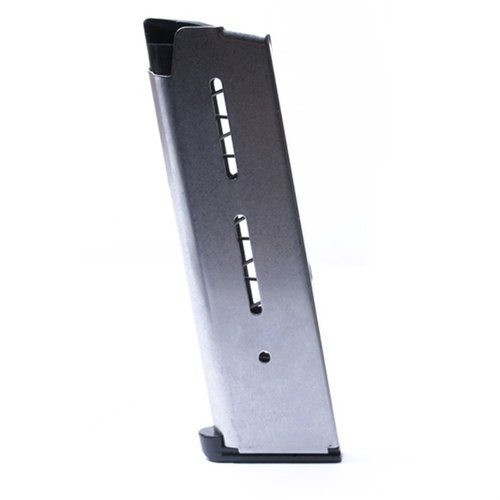 Wilson Combat 1911 .45 ACP magazine offers unmatched reliability, durability, and smooth feeding with a heat-treated stainless steel body and heavy-duty spring.