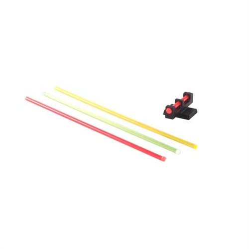 LIGHTNING ROD SIGHTS offer a bright red fiber optic dot for quick target acquisition, compatible with various sight styles, and includes a spare optic rod.